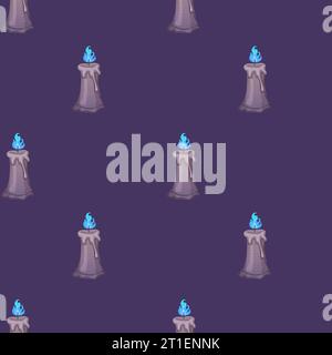Halloween Kerze nahtloses Muster auf lila Hintergrund. Stock Vektor
