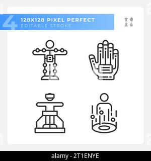 Pixel Perfect Schwarz einfache Symbole gesetzt Stock Vektor