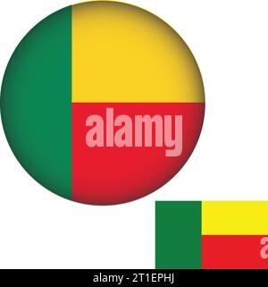 Benin Flag, Runde Form Stock Vektor
