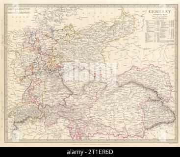 DEUTSCHLAND. Allgemeine Karte. Ungarn. Einwohnertabelle. SDUK 1844 alt antik Stockfoto