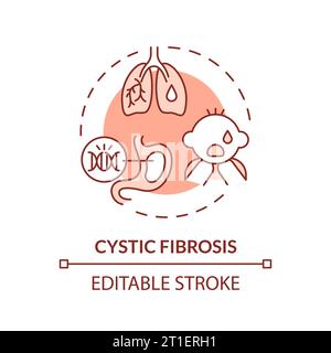 2D-Konzept für individuell anpassbare dünne rote Symbole für zystische Fibrose Stock Vektor