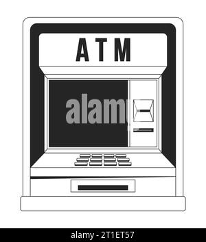Flache monochrome isolierte Vektorobjekte der automatisierten Bankmaschine Stock Vektor