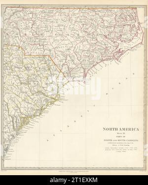 USA. Küste North & South Carolina. Charleston, Cape Hatteras. SDUK 1844-Karte Stockfoto