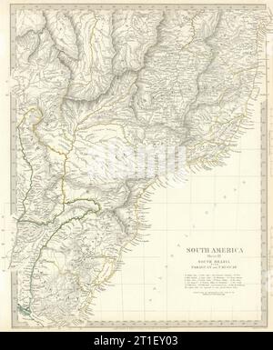 SÜDBRASILIEN PARAGUAY URUGUAY. Bahia Minas Gerais Sao Paolo. SDUK 1844 alte Karte Stockfoto