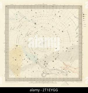 ASTRONOMIE HIMMLISCH. Sternkarte. Sternkarte, VI Südpol. SDUK 1847 alt Stockfoto