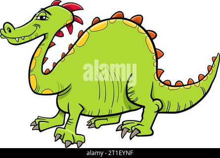 Comic humorvolle Fantasy-Illustration einer Drachen-Comic-Figur Stock Vektor