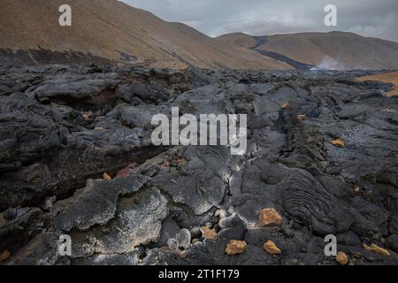 Fagradalsfjall Eruption - Lavafield Stockfoto