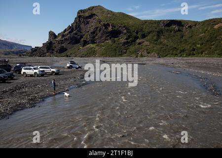 Þórsmörk beliebtes Camping- und Wanderziel in Island Stockfoto