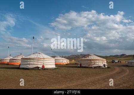 Mongolisches Jurtenlager Stockfoto