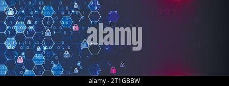 Sicherer digitaler Raum. Virtuell vertraulich, Programmierschutz. Stock Vektor