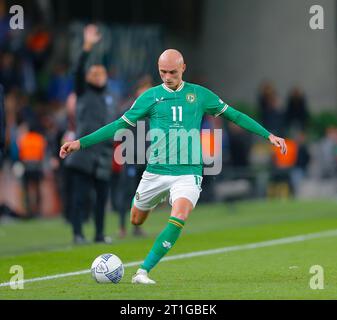 Aviva Stadium, Dublin, Irland. Oktober 2023. Qualifikation der internationalen Fußballgruppe B Euro 2024, Republik Irland gegen Griechenland; will Smallbone of Ireland Credit: Action Plus Sports/Alamy Live News Stockfoto