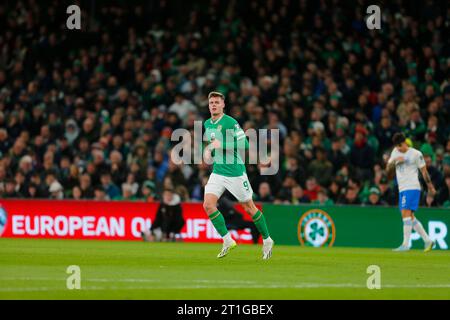 Aviva Stadium, Dublin, Irland. Oktober 2023. Qualifikation der internationalen Fußballgruppe B Euro 2024, Republik Irland gegen Griechenland; Evan Ferguson of Ireland Credit: Action Plus Sports/Alamy Live News Stockfoto