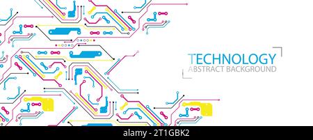 Abstrakter technologischer Hintergrund mit verschiedenen Elementen. CMYK-Konzept. Vektor Stock Vektor