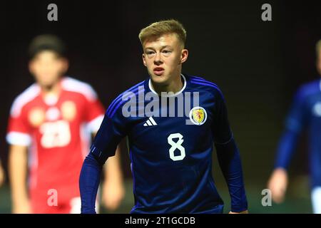 TIR Park, Motherwell, Großbritannien. Oktober 2023. UEFA U21 Euro 2025 Qualifikation Fußball, Schottland U21 gegen Ungarn U21; Connor Barron of Scotland Credit: Action Plus Sports/Alamy Live News Stockfoto