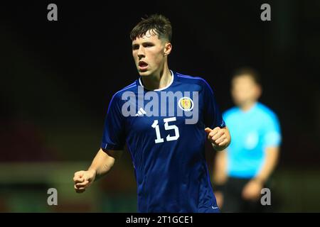 TIR Park, Motherwell, Großbritannien. Oktober 2023. UEFA U21 Euro 2025 Qualifikation Fußball, Schottland U21 gegen Ungarn U21; Josh Mulligan aus Schottland Credit: Action Plus Sports/Alamy Live News Stockfoto