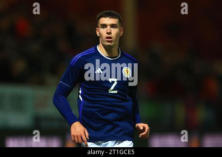 TIR Park, Motherwell, Großbritannien. Oktober 2023. UEFA-U21-EM 2025-Qualifikation, Schottland U21 gegen Ungarn U21; Max Johnston aus Schottland Credit: Action Plus Sports/Alamy Live News Stockfoto