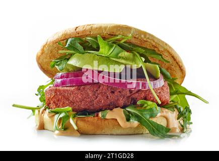 Frischer veganer Burger isoliert auf weißem Hintergrund Stockfoto