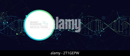 Wissenschaftliche Vorlage, abstrakter Hintergrund mit 3D-DNA-Molekülen. Vektorabbildung. Stock Vektor