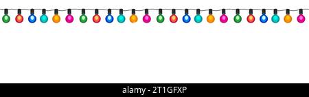 Weihnachtslichtrand nahtlose Muster Vektorkunst Stock Vektor