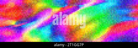 Abstraktes, nahtloses Mosaikmuster in Regenbogenfarben mit Wellen. Lebendiger, verschwommener, mehrfarbiger Hintergrund mit Dithering. Vektorillustraten Stock Vektor