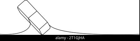Schulgummi-Radierer, Büro-Zubehör eine Linie kontinuierliche Zeichnung. Eine durchgehende, einzeilige Abbildung für die Schulzeit. Vektor-Minimalismus-Illustration. Stock Vektor