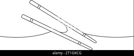 Häkelstäbchen eine Linie durchgehende Zeichnung. Japanische Küche, traditionelles Essen durchgehende einzeilige Illustration. Vektor minimalistische lineare Illustration. Stock Vektor