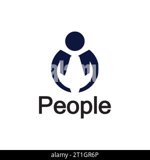 Abstraktes People-Logo. Kreisform mit menschlichem Symbol isoliert auf weißem Hintergrund. Stock Vektor