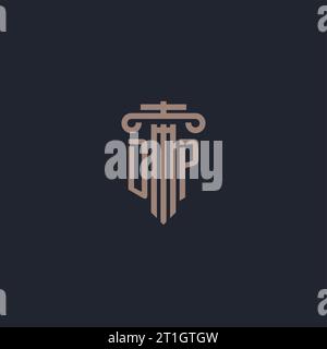 DP Initial-Logo-Monogramm mit säulenförmigem Design für Anwaltskanzlei und Justizunternehmen Stock Vektor