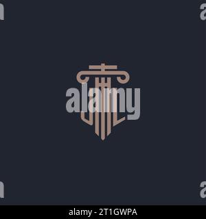 JL Initial-Logo-Monogramm mit säulenförmigem Design für Anwaltskanzlei und Justizunternehmen Stock Vektor