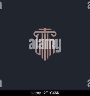 UR-Initial-Logo-Monogramm mit säulenförmigem Design für Anwaltskanzlei und Justizgesellschaft Stock Vektor