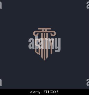 SY Initial-Logo-Monogramm mit säulenförmigem Design für Anwaltskanzlei und Justizunternehmen Stock Vektor