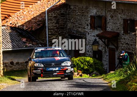 Ambert, Frankreich. Oktober 2023. 199 CORDONNIER Remy, DUBOIS Alex, Citroën SAXO VTS N2, Aktion beim Finale de la Coupe de France des Rallyes Ambert 2023, vom 12. Und 14. Oktober 2023 in Ambert, Frankreich - Foto Damien Saulnier/DPPI Credit: DPPI Media/Alamy Live News Stockfoto