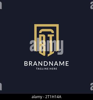 BI-Logo-Initial mit geometrischer Vektorgrafik in Schildform Stock Vektor