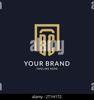 BC-Logo-Initiale mit geometrischer Abschirmform-Vektorgrafik Stock Vektor