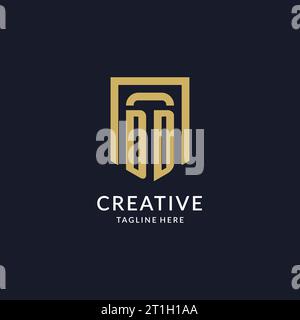 DD-Logo-Initiale mit geometrischer Vektorgrafik in Schildform Stock Vektor