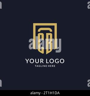 CB-Logo-Initiale mit geometrischer Vektorgrafik in Schildform Stock Vektor
