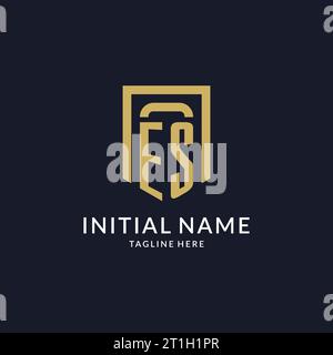 Es-Logo-Initiale mit geometrischer Abschirmform-Vektorgrafik Stock Vektor