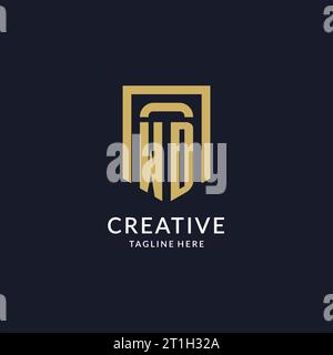 WD-Logo-Initiale mit geometrischer Vektorgrafik in Schildform Stock Vektor