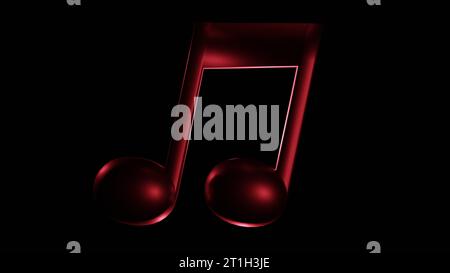 Musiknotizen bei schlechten Lichtverhältnissen 3D-Rendering mit schwarzem Hintergrund Stockfoto