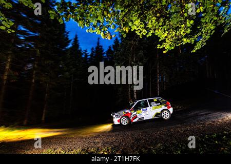 Ambert, Frankreich. Oktober 2023. 205 MARTIN Florian, BEAUVAIS Melanie, Citroën SAXO VTS N2, Aktion beim Finale de la Coupe de France des Rallyes Ambert 2023, vom 12. Und 14. Oktober 2023 in Ambert, Frankreich - Foto Damien Saulnier/DPPI Credit: DPPI Media/Alamy Live News Stockfoto