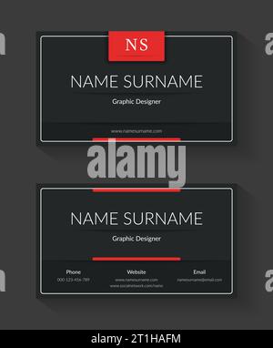 Schwarz business card Template, in modernem, minimalistischem Design, Vector EPS 10 Abbildung Stock Vektor