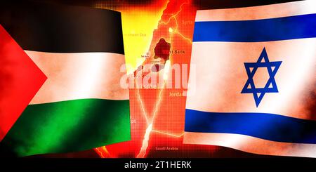 Konflikt zwischen Israel und Palästina Banner Illustration Stockfoto