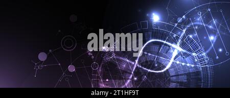 Wissenschaftliche Vorlage, Hintergrundbild oder Banner mit DNA-Molekülen. Stock Vektor