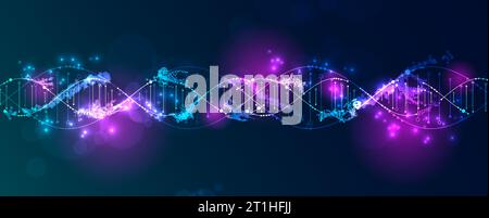 Wissenschaftliche Vorlage, Hintergrundbild oder Banner mit einem DNA-Virus Molekülen. Vektorabbildung. Stock Vektor