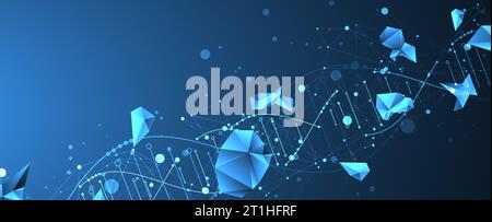 Wissenschaftliche Vorlage, Hintergrundbild oder Banner mit DNA-Molekülen. Vektorhintergrund. Stock Vektor