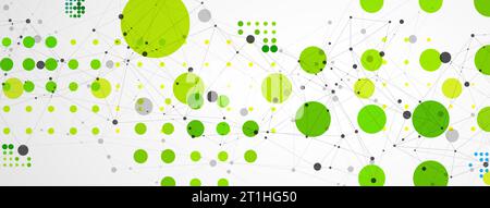 Moderner geometrischer Kreis abstrakter Hintergrund. Gestrichelte Texturvorlage. Geometrisches Muster im Halbtonstil mit Plexuseffekt. Stock Vektor