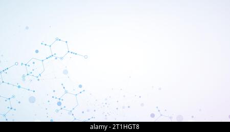 Vorlage für die Präsentation von Wissenschaft und Technologie. Hintergrund im Plexusstil. Stock Vektor