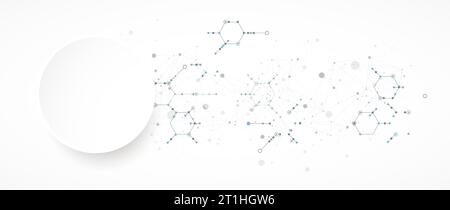 Vorlage für die Präsentation von Wissenschaft und Technologie. Hintergrund im Plexusstil. Stock Vektor