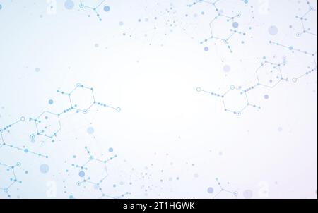 Vorlage für die Präsentation von Wissenschaft und Technologie. Hintergrund im Plexusstil. Stock Vektor