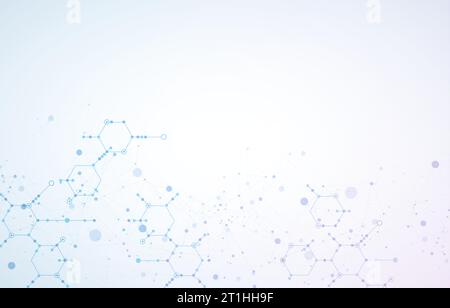 Vorlage für die Präsentation von Wissenschaft und Technologie. Hintergrund im Plexusstil. Stock Vektor